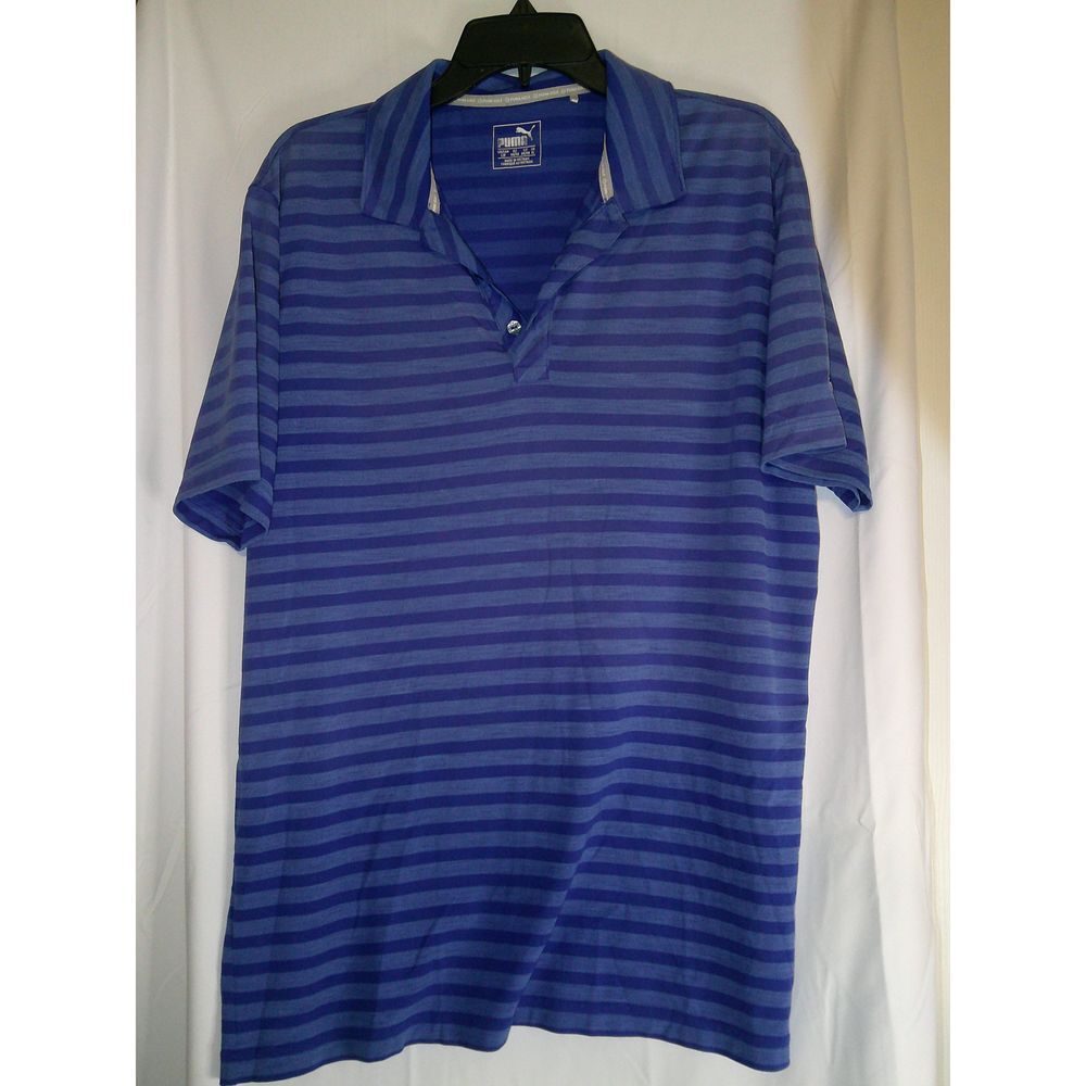 PUMA Golf Striped Performance Polo Shirt Athletic Moisture Wicking XL